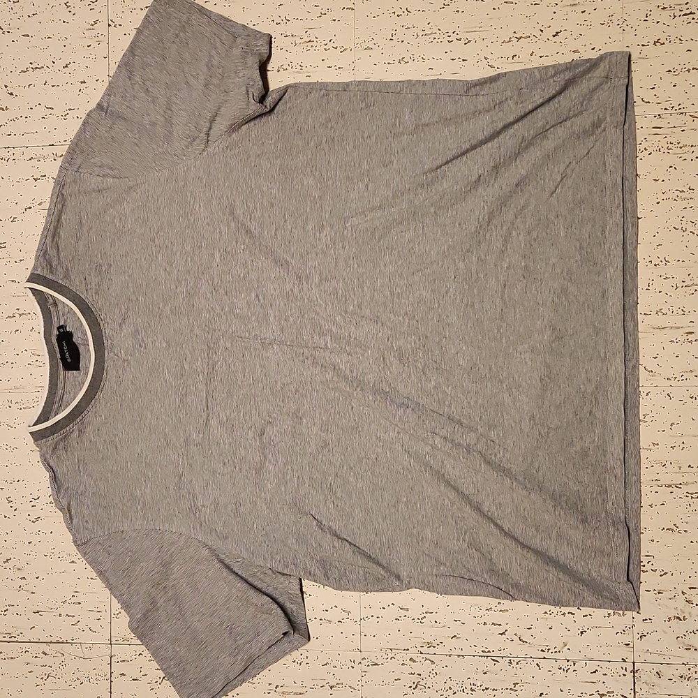 Bugatchi Pin Stripe Crewneck Cotton T-Shirt Gray And White